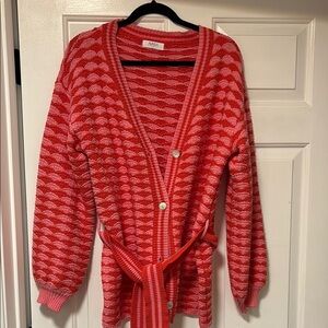 Avara Women's Vibrant Red and Pink Cardigan